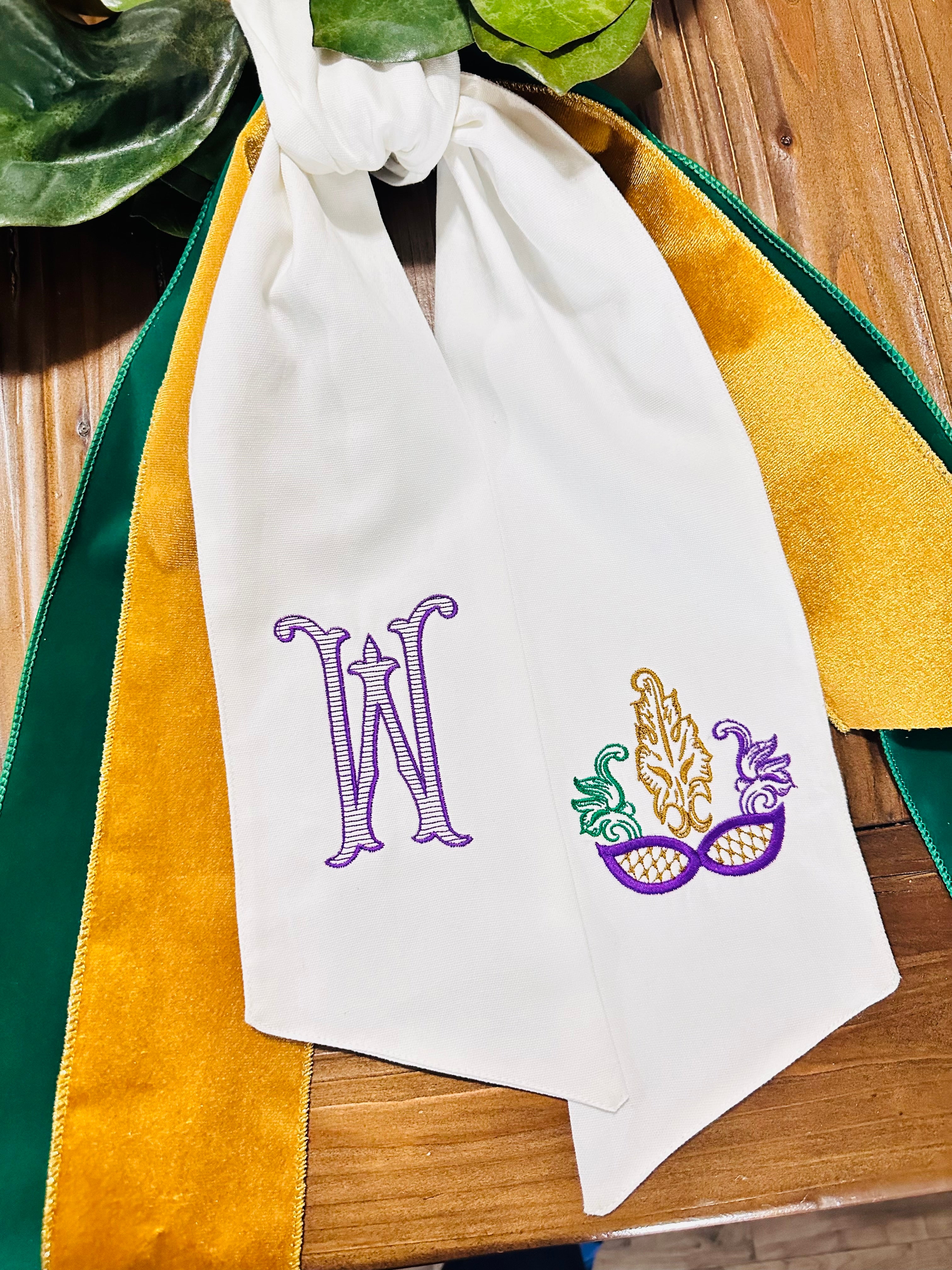 Mardi Gras Wreath Sash