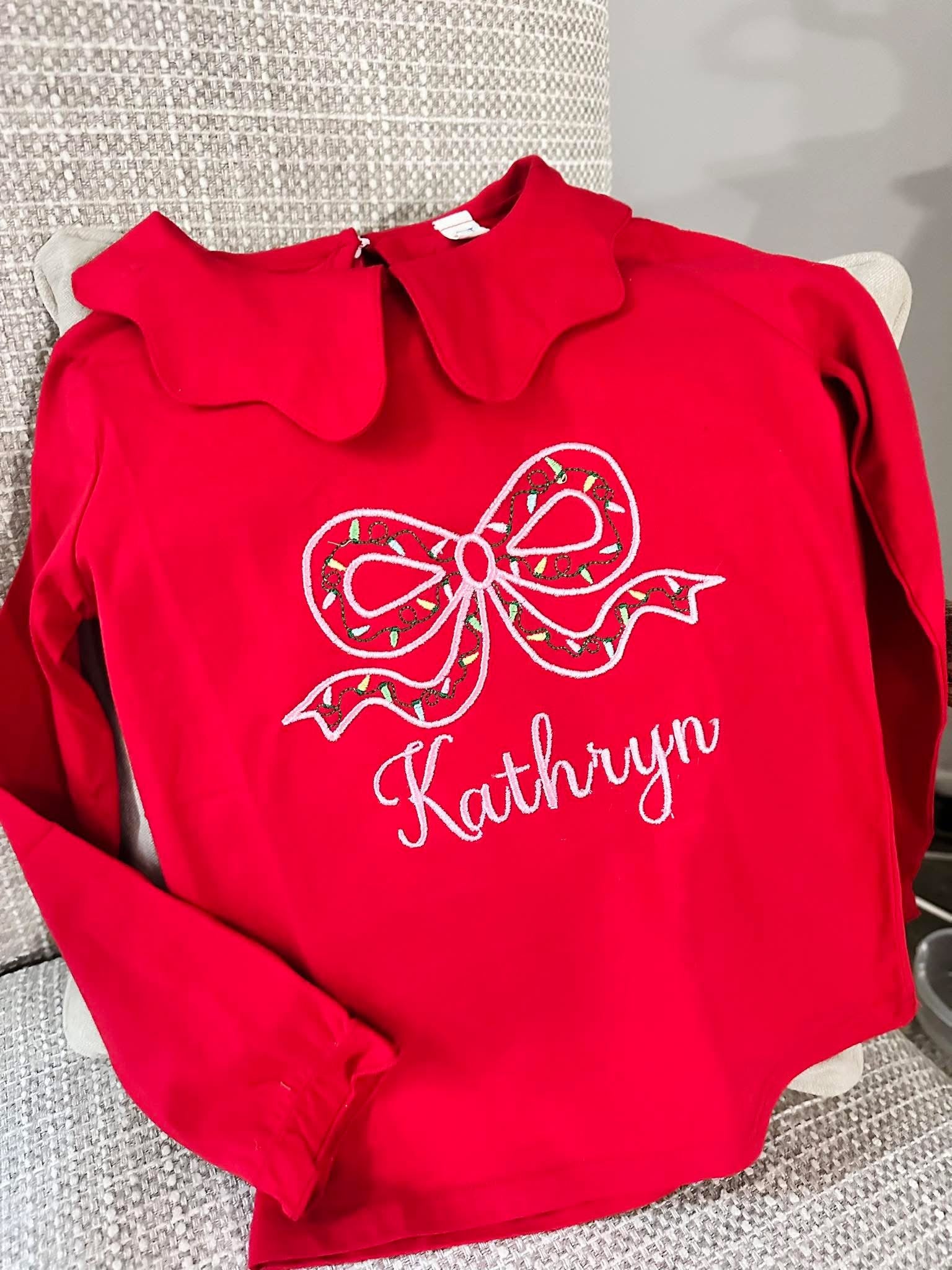 Scalloped Christmas Bow Shirt