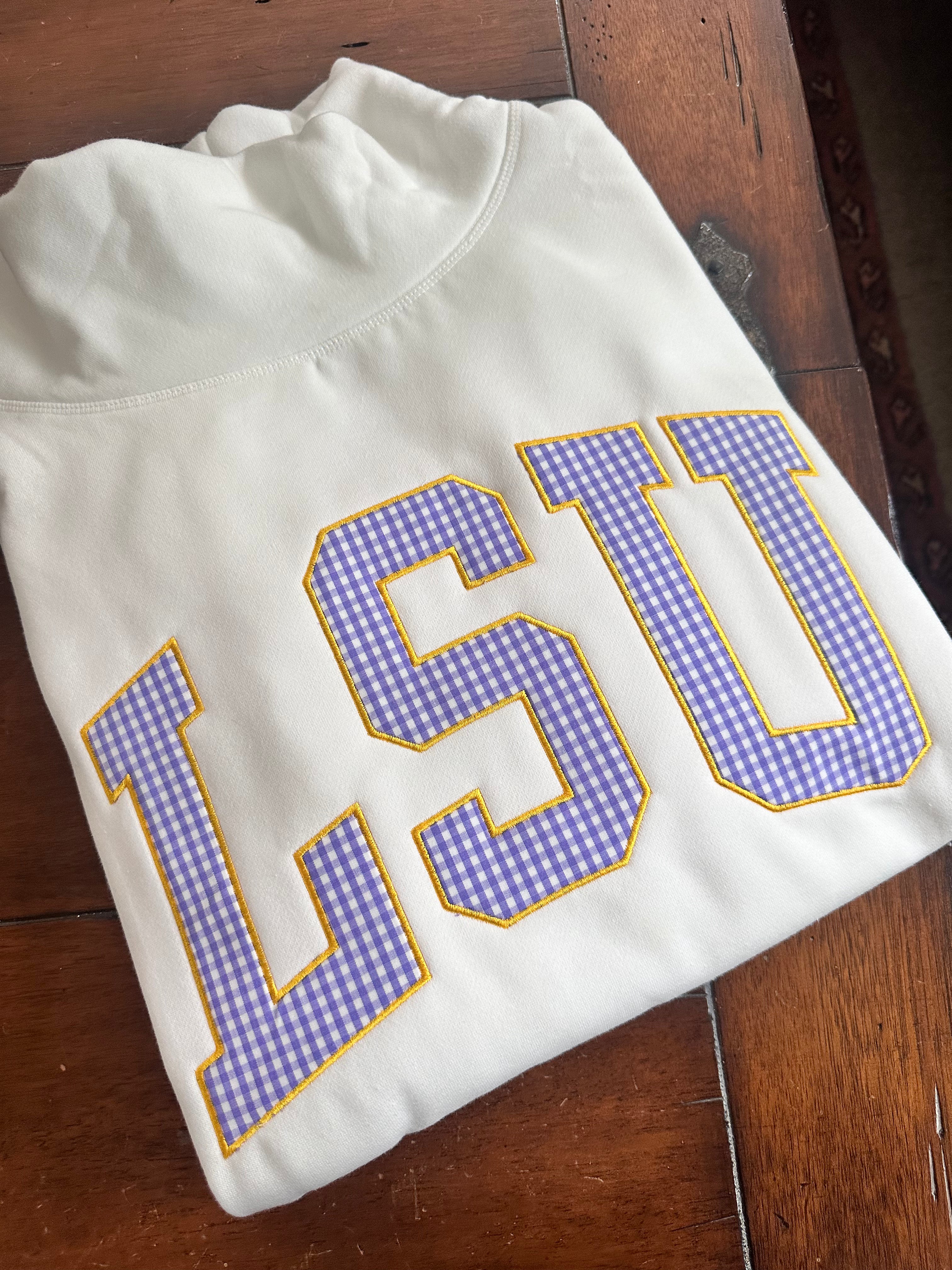 LSU Mockneck (Purple gingham with gold)